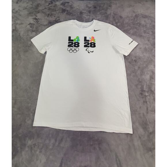 Nike Official Sz XL LOS ANGELES SUMMER OLYMPICS 2028 LA28 Logos Tee White C16-47 - Picture 1 of 9